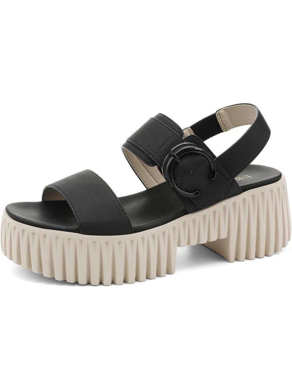 Women's Black 1 Platform Dressy Sandals Chunky Wedge Heel Comfortable Casual